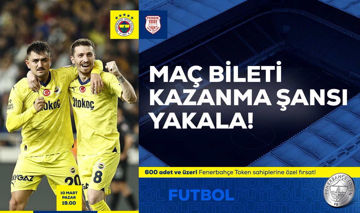 ⚽️ Fenerbahçe 🆚 Pendikspor 📲 FBSK Super App güncel sürümünü telefonuna yükle, uygulama içerisinde yer alan FB Token sekmesine tıkla; Paribu cüzdanını eşleştir. ⏰ Yarın 15.00’da FBSK Super App’te yayınlanacak faydaya katıl bilet kazanan talihlilerden biri sen ol. ✅ Faydaya…