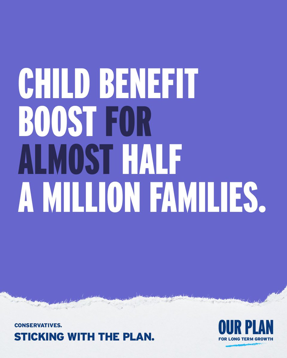 We are the Party of family 🏡

We’re making almost half a million families better off by an average of nearly £1300 per household.

How? By increasing the threshold at which parents start paying the High Income Child Benefit Charge.
