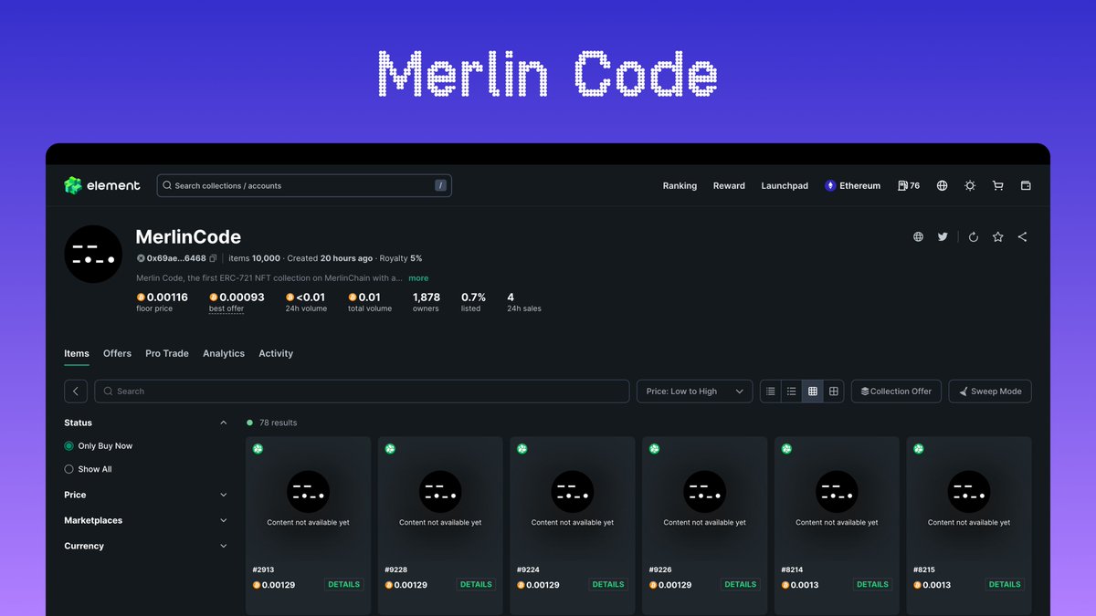 merlincodexyz's tweet photo. Gratitude be upon thee, Team Element! @Element_Market
In an astonishingly brief span of time, thou hast accomplished the incredible! ✨
Just as we had foretold in our initial covenant 🧙♂️🪄
#MerlinCode #MerlinChain #ElementNFT #ELEDAO https://t.co/TefbFVtEqU