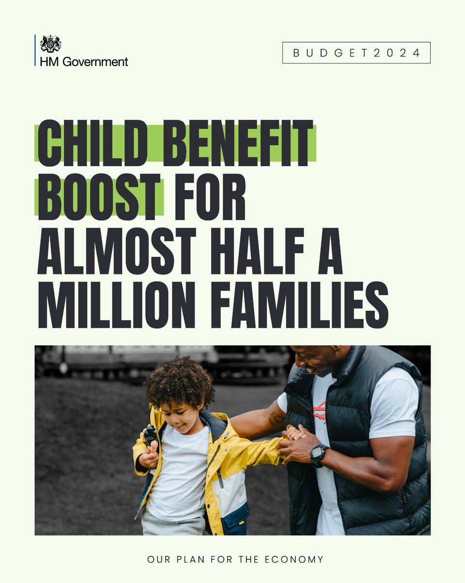 We're reforming Child Benefit - raising the threshold and raising the taper. Nobody earning under £60,000 will pay the charge, and 170,000 families will be taken out of paying it altogether. 

This will benefit nearly half a million families, saving an average of £1300 next year.