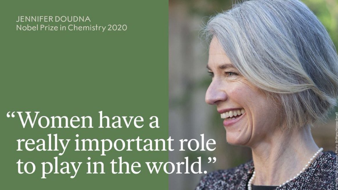 #HerStoryMonth #TheSheroesPledge 2020 chemistry laureate Jennifer Doudna developed CRISPR/Cas9, which has had a revolutionary impact on the life sciences, allowing researchers to edit genomes and change the code of life.