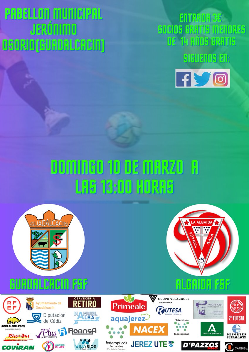 Partidazo en Guadalcacin,  enfrentamiento entre el primer y segundo puesto en la clasificacion,
te lo vas a perder? Vamos guadaaa 🟢⚪