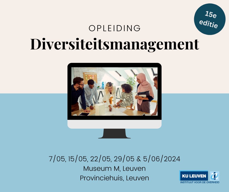 In mei organiseert het Instituut voor de Overheid de 15e editie van de opleiding diversiteitsmanagement. Het programma omvat een multidisciplinaire kijk op DEI en laat sprekers aan bod uit werkveld en wetenschap! 

❤🧡💛💚💙💜

Meer info via: soc.kuleuven.be/io/opleidingen…