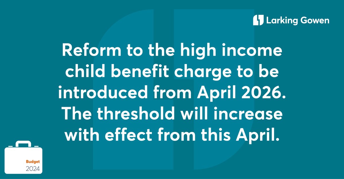 Reform to the high income child benefit charge to be introduced from April 2026. The threshold will increase with effect from this April.

#Budget2024 #ChildBenefit #BudgetAnnouncement