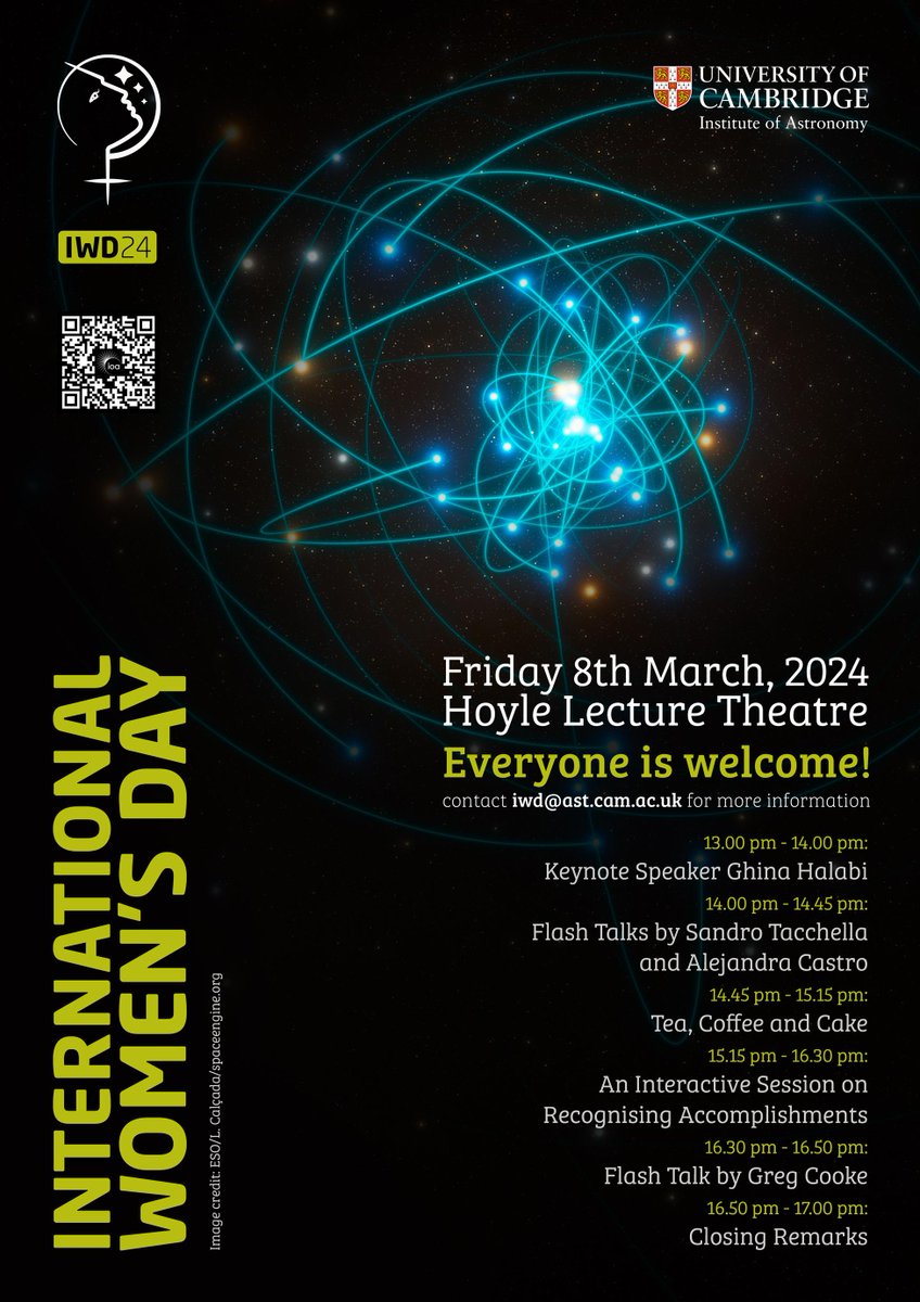 There are so many ways to mark and celebrate #IWD2024, but a great one we wanted to share is organised by @cambridge_astro: ast.cam.ac.uk/international-… Everyone is welcome! 🪐 @Cambridge_Uni