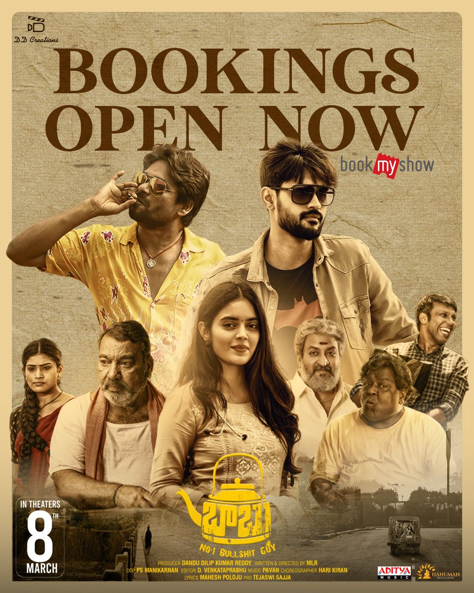 BabuTheFilm's tweet photo. BOOKINGS OPEN NOW ����

Watch the wholesome entertainer #BabuNo1BullshitGuy in Theaters from March 8th ❤️‍🔥

Book your Tickets Now! 
🎟️ https://t.co/fbEY4FG1em

#BABUNo1BullshitGuyOnMarch8th https://t.co/wTYD8q8pZ2