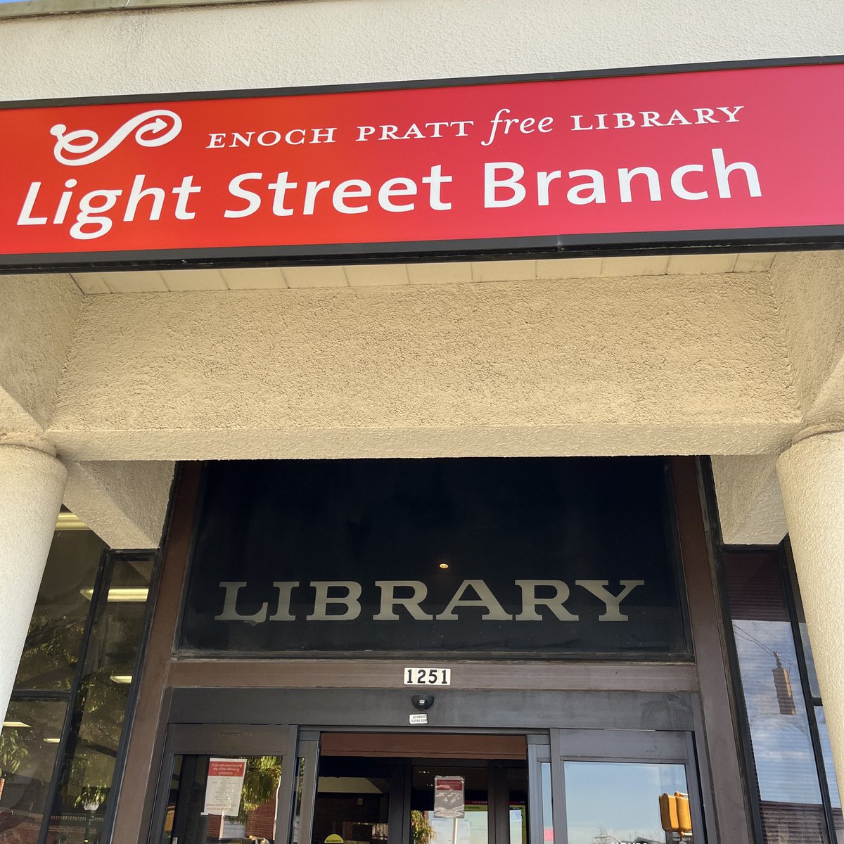 The Light Street Branch will be closing Monday, March 11 through Friday, March 15 due to facilities maintenance.