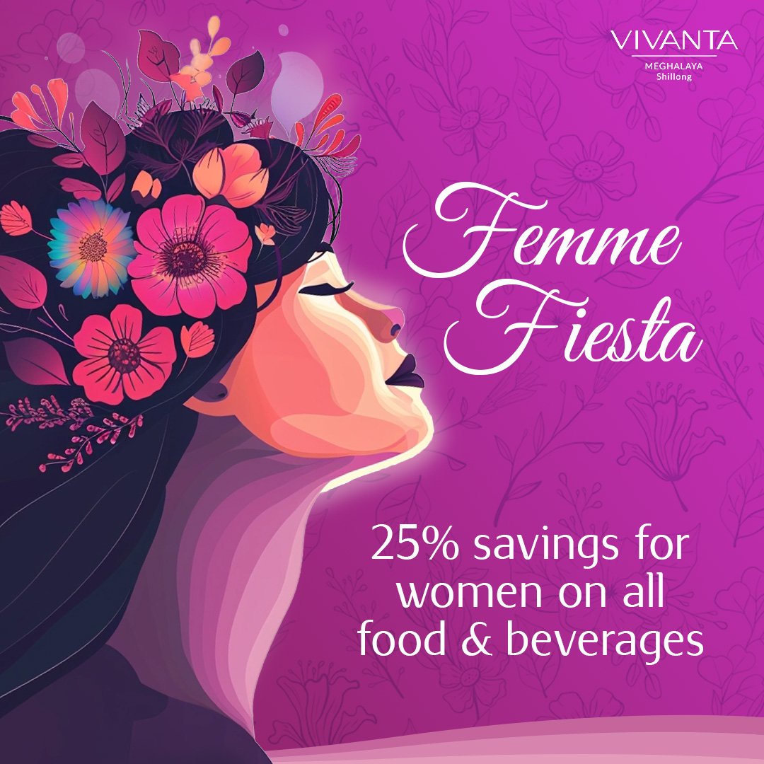 This Women’s Day, treat yourself to a well-deserved break with 25% savings on all food and beverages — at Mynt. For reservations, please call: +91 (364)223 4000 or *T&Cs apply #VivantaMeghalayaShillong #Meghalaya #Shillong #ScotlandOfTheEast #InternationalWomensDay
