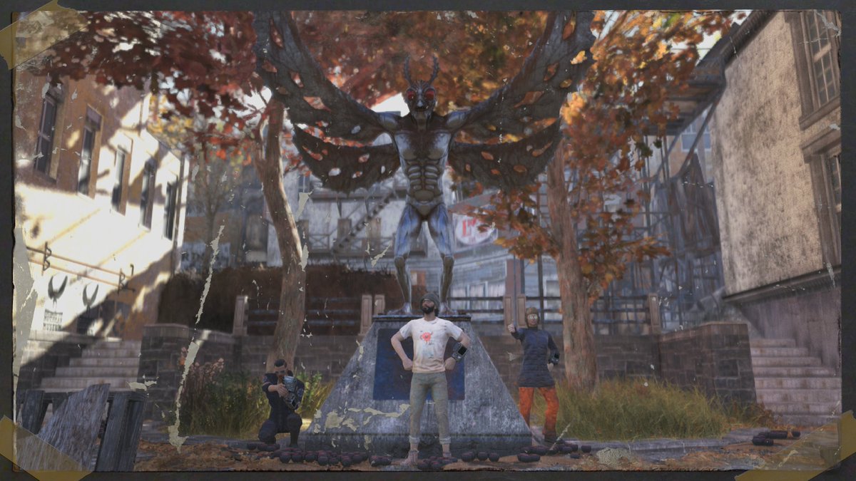 D4RK5YD's tweet photo. @Fallout Traveling to the #Mothman museum at Point Place with the crew one of the first things we did when #Fallout76 came out https://t.co/zco6NZijtR