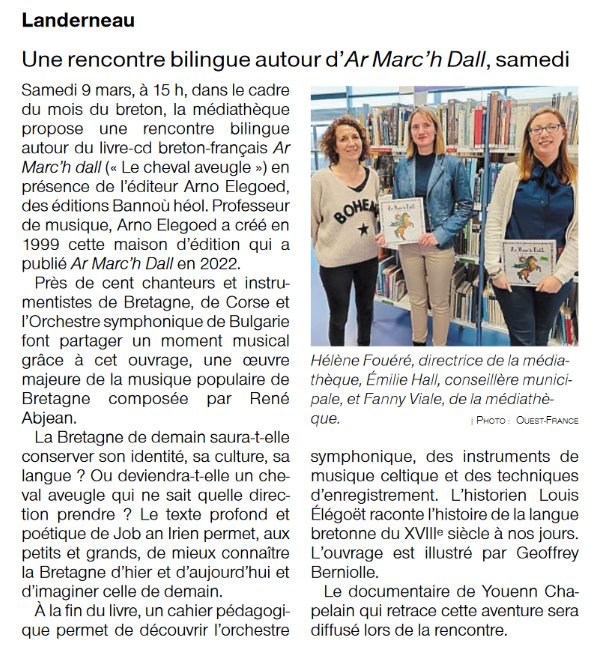 [ER C'HAZETENNOÙ | DANS LA PRESSE]
06-03-2024 - Ouest-France