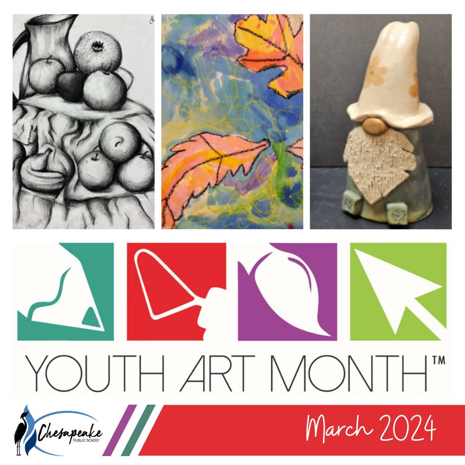 🎨 March is @Youthartmonth! Join us in celebrating the visual arts and art education's role in shaping global citizens. This year’s theme is “Dream in Art.” #VAartedYAM24 🖼👉For more information visit: councilforarteducation.org/youth-art-mont… and vaea.org/youth-art-mont…. #CPSCelebrates