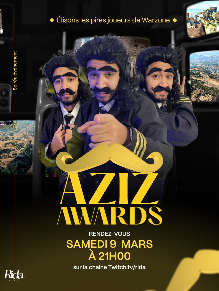 BigNeo_'s tweet photo. 🏆Les AZIZ AWARDS 
📅Rendez-vous le samedi 9 mars 
🕤21H00  

Le concept⤵️ : 

1⃣ Je spec mes viewers pour élire les 4 pires joueurs de la soirée ❌ 

2⃣ Ils s'affronteront ensuite en 1vs1 ⚔️  

Si vous souhaitez participer envoyez-moi un 📨 Sinon tirage au sort dans le chat 🍀 https://t.co/USS4s4P6mF