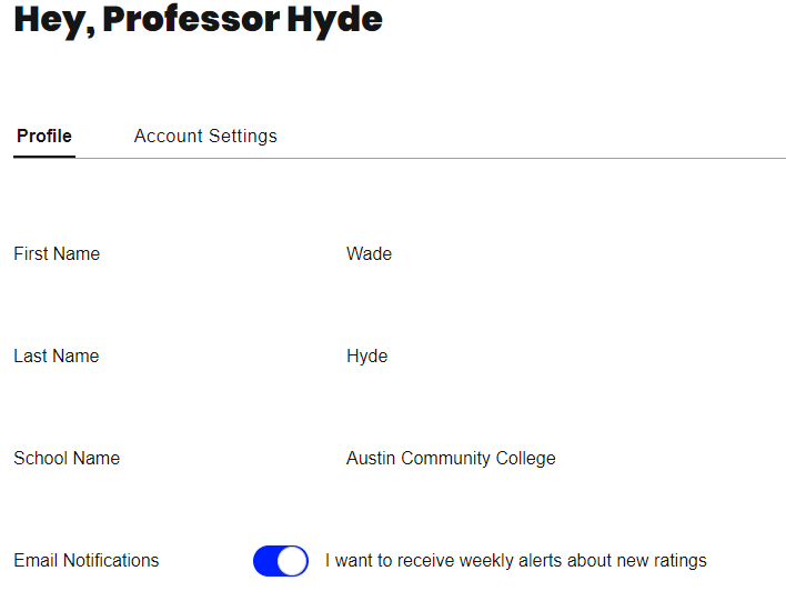 wadehyde's tweet photo. @ratemyprofessor I can't seem to find a way to contact you anymore, but for some unexplained reason, you've changed my employer to Austin Community College, where I've NEVER worked. Now my students can't find me under Dallas College. What's going on? https://t.co/pwOIJw7Xhd