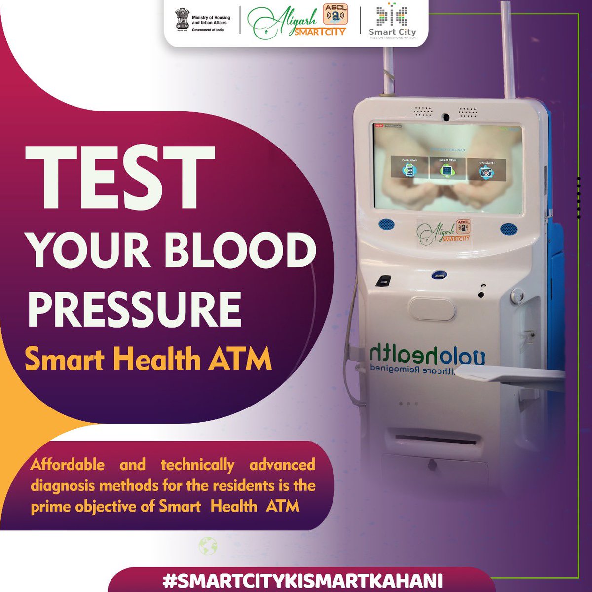 Prioritize your well-being! Step into the future of health check-ups at the Health ATM – where convenience meets care. Your journey to a healthier you begins here. 🌿 #HealthCheck #WellnessFirst #SmartCityKiSmartKahani #aligarhsmartcity #aligarh #smartcity #aligarh