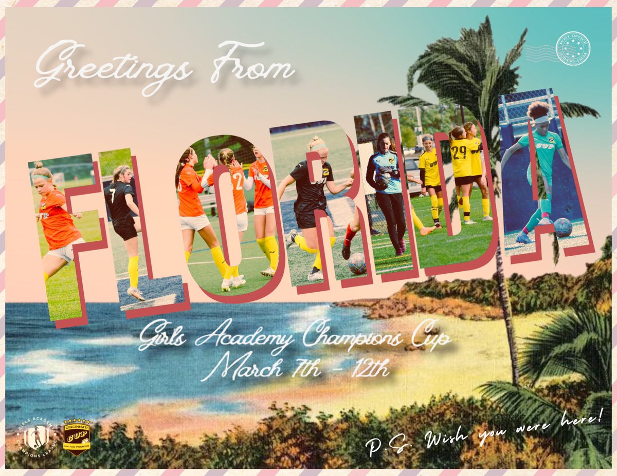 CUPGirlsAcademy's tweet photo. 𝓒𝓱𝓪𝓶𝓹𝓲𝓸𝓷𝓼 𝓒𝓾𝓹 𝓕𝓲𝓷𝓪𝓵𝓼 🌴

As one of a few clubs in the country to qualify all 6️⃣ age groups for the @GAcademyLeague Champions Cup Finals, we can’t wait to showcase what our amazing female athletes can do 💪 

#ForThePlayers https://t.co/KmIgRkpXT7