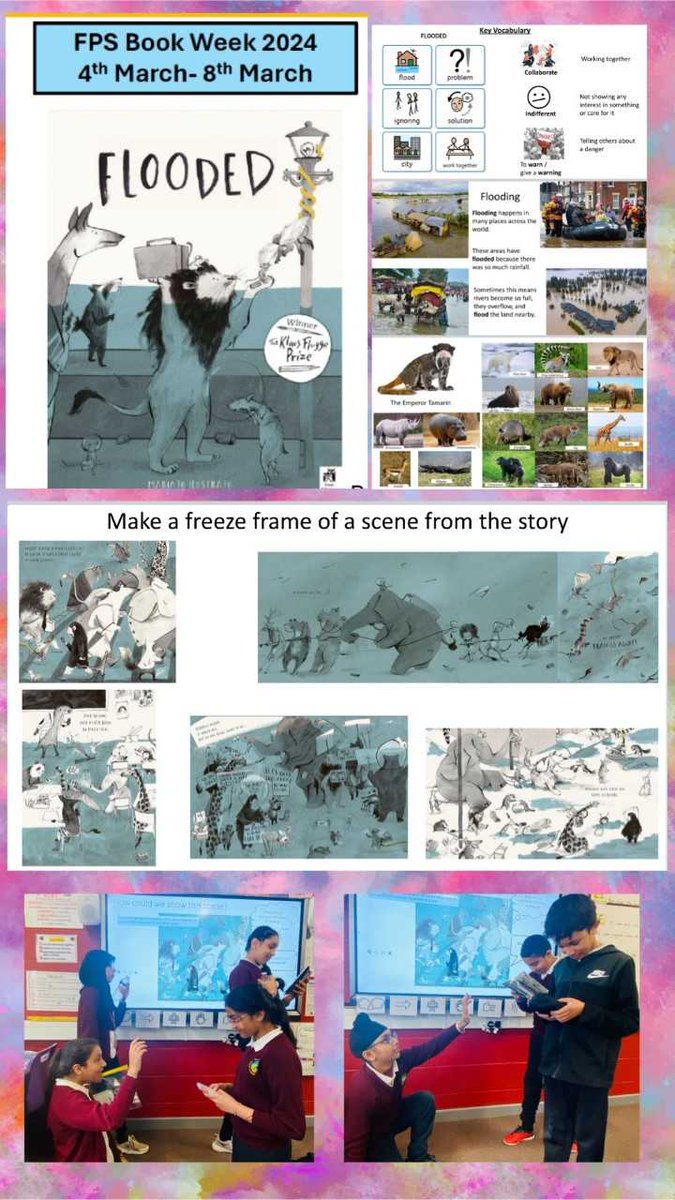 It's Book Week '24 @FeatherstonePr2 & we’ve started by reading the amazing book “Flooded” by Mariajo Ilustrajo. The whole school will do drama, Oracy, art & writing activities based on this beautifully illustrated book. Thanks to @FREDsTeaching & @Ilustrajo for the inspiration
