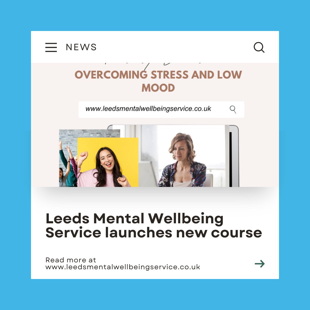 Hello friends! Check out our newest blog post on our website all about our brand-new stress course. Find out all about the Overcoming Stress and Low Mood course in the link below. It is a must read for anyone looking to unwind and relax! shorturl.at/hrJST #News #Leeds