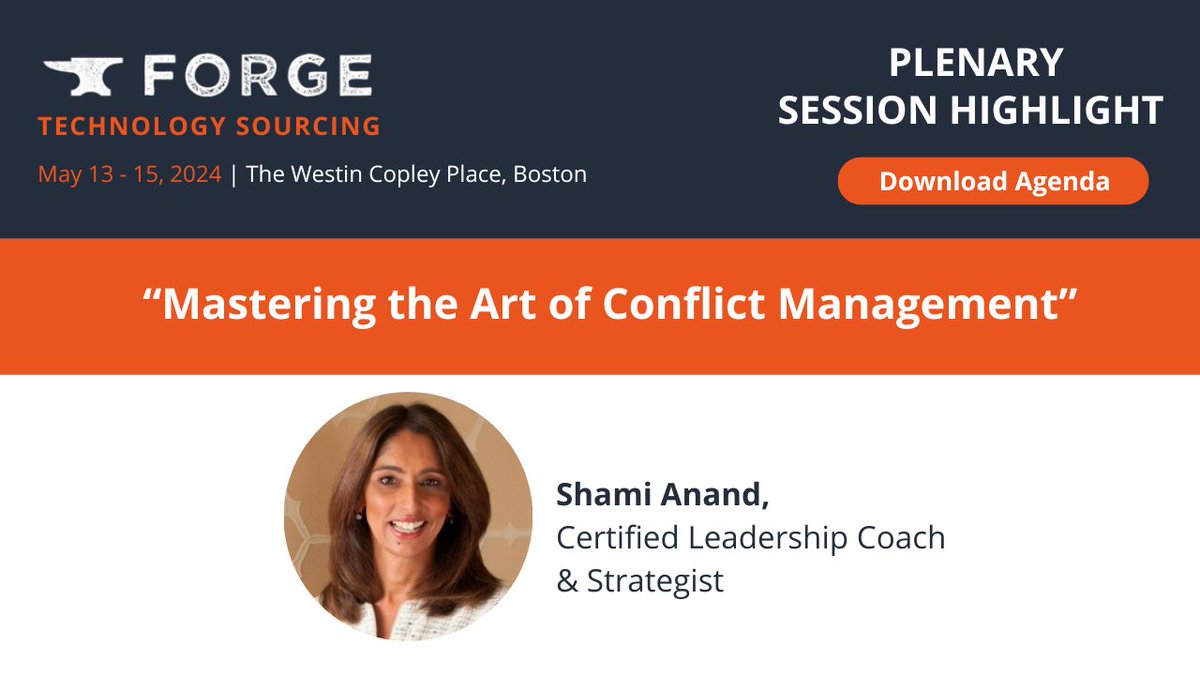 Join your tech sourcing peers in May! Conflict is a natural part of any workplace. Learn strategies that minimise dysfunctional conflict with key stakeholders at our plenary session. Learn more: hubs.ly/Q02nkTlL0 #ForgeTech24