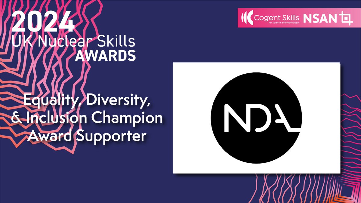 A big thank you to @NDAgovuk for being the #Equality, #Diversity, and #Inclusion Award Supporter for the 2024 UK #NuclearSkillsAwards! @NSA_Nuclear @Cogent_Skills #nuclear #apprentices #graduate #skillsfornuclear #EDI