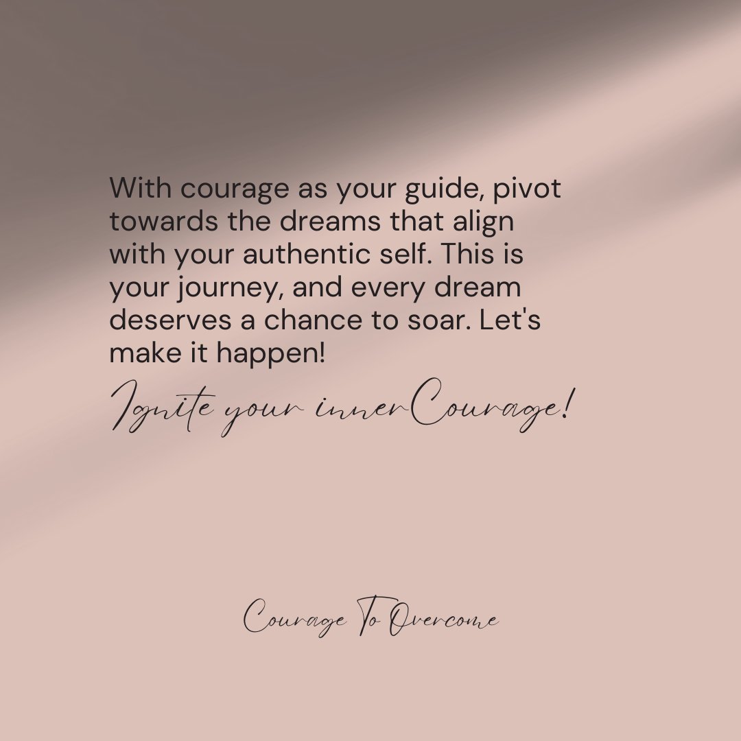 It's time to pivot those dreams into action. Take a step back, reassess, and recalibrate your aspirations. 

#couragetoovercome #strengthincourage #couragetobloom #wednesdaywisdom #mentalhealth