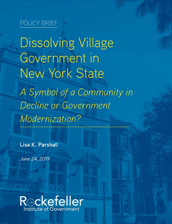 Fellow @ParshallLisa has written extensively on village dissolution in New York State. Check out her 2019 report, 'Dissolving Village Government in New York State.' ► rockinst.org/issue-area/dis…