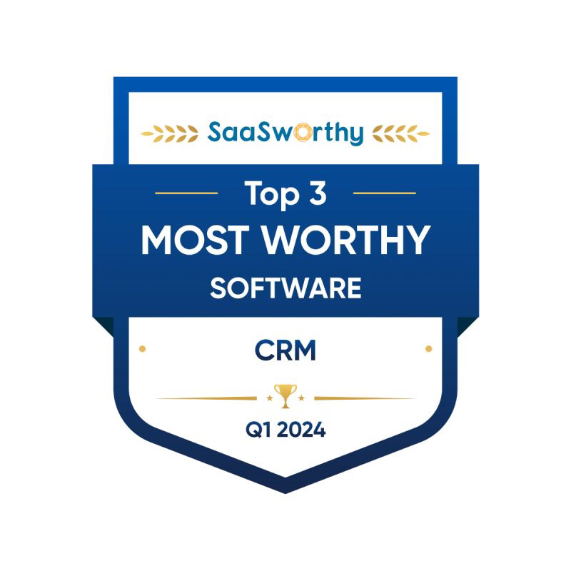 Zoho CRM: Worthy of your business! 🏆 We're glad to announce that Zoho CRM has been titled the Most Worthy CRM platform for Q1 2024 by @saasworthy ! 🎉 We are incredibly grateful to our amazing users who continue to trust us with their business needs. ✨