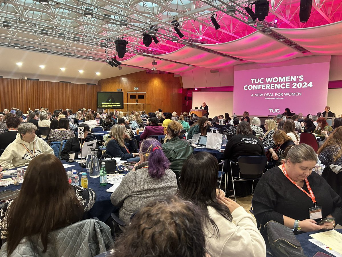sarahwoolley01's tweet photo. The fabulous Deborah Reay from @ASLEFunion opening up TUC Women’s conference 2024 
#NewDealForWomen https://t.co/xHtr08xTvk