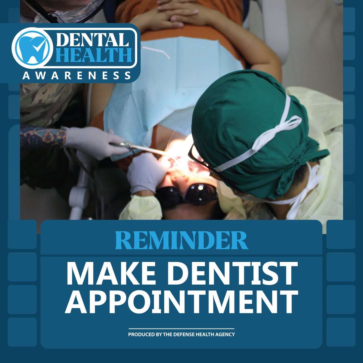 Dental issues can negatively impact your ability to deploy. Stay mission-ready and keep on top of your dental care!

Schedule your next dental appointment today. Visit your local dental clinic website to find out how.

#DentalHealth #NationalDentistsDay