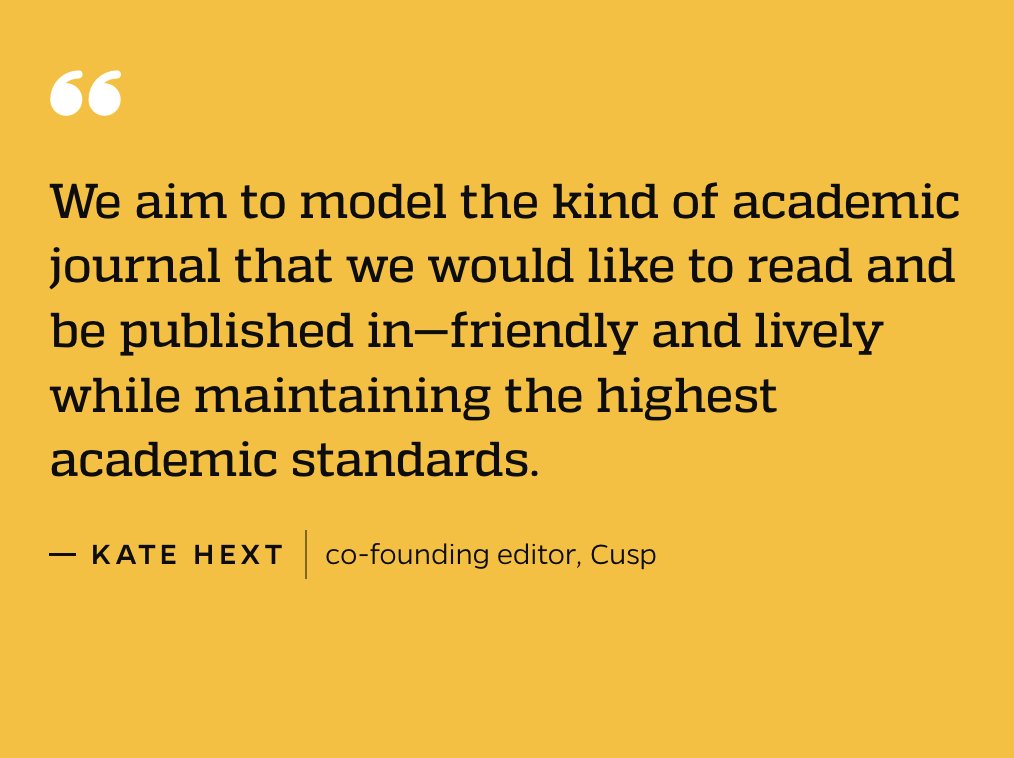 Hopkins Press (@jhupress) on Twitter photo This January, @CuspLate became the sixth Hopkins Press journal crowned Best New Journal by <a href="/celj_editors/">CELJ | @celj.bsky.social</a>
We gathered the editors—Kate Hext, Kristin Mahoney and Alex Murray—for a roundtable blog discussion on founding a journal and what's next for Cusp
ow.ly/yKRU50QInij This January, @CuspLate became the sixth Hopkins Press journal crowned Best New Journal by <a href="/celj_editors/">CELJ | @celj.bsky.social</a>
We gathered the editors—Kate Hext, Kristin Mahoney and Alex Murray—for a roundtable blog discussion on founding a journal and what's next for Cusp
ow.ly/yKRU50QInij