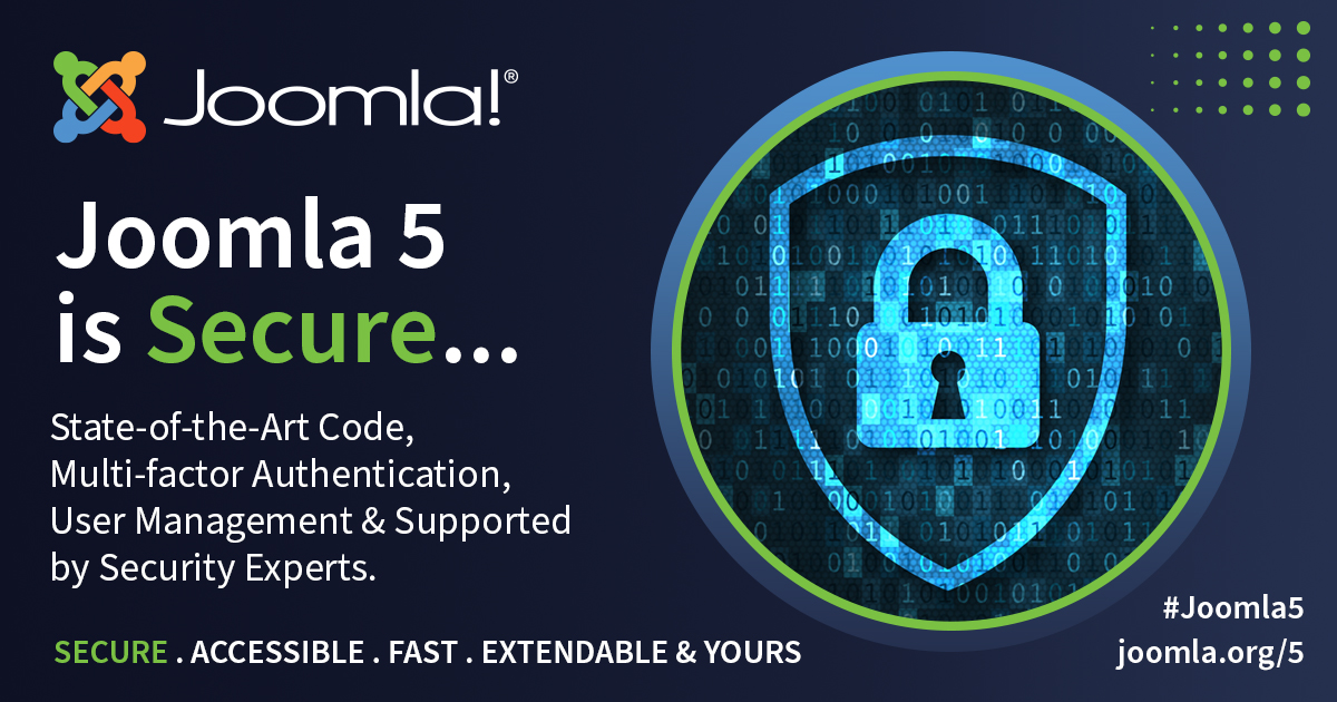 Joomla 5, it's a game-changer! Combining robust security with blazing-fast performance. From cutting-edge code to expert-backed defences like multi-factor authentication. 
joomla.org/5
#Joomla #Joomla5 #SecureWithJoomla5