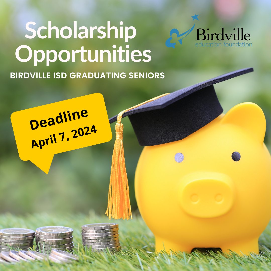 Two opportunities are available thanks to the Osborne Trust in honor of Henry Schraub and the Hardy and Betty Sanders Scholarship Fund. If you are a graduating senior, you might qualify!

Deadline: 4/7/24

loom.ly/kNX-HMY

#Scholarship #BirdvilleISD
