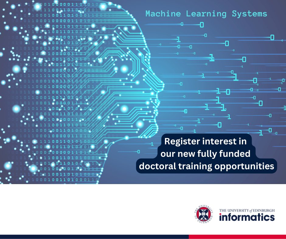 We invite registrations of interest in a fully funded project-related studentship 'Machine Learning Systems: Towards methods for community-integrated autonomous federated AI agents' ed.ac.uk/informatics/po… #machinelearning #studentships #phd