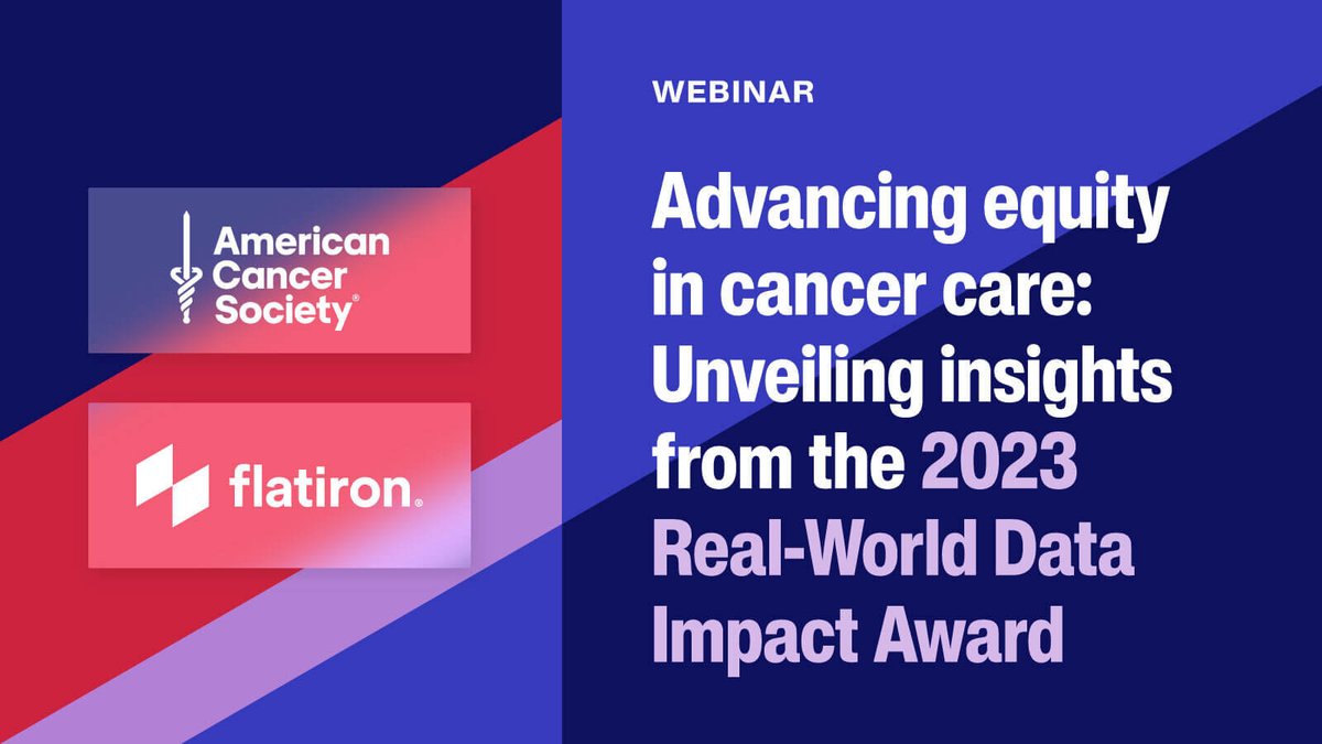 Flatiron Health (@flatironhealth) on Twitter photo NEW TODAY <a href="/flatironhealth/">Flatiron Health</a> & <a href="/AmericanCancer/">American Cancer Society</a> are proud to announce the 4th annual Real-World Data Impact Awards.
Read or watch to see the grantees & learn the impact of this year's clinically-relevant research on health inequities among patients w/ cancer. page.flatiron.com/2023-real-worl… NEW TODAY <a href="/flatironhealth/">Flatiron Health</a> & <a href="/AmericanCancer/">American Cancer Society</a> are proud to announce the 4th annual Real-World Data Impact Awards.
Read or watch to see the grantees & learn the impact of this year's clinically-relevant research on health inequities among patients w/ cancer. page.flatiron.com/2023-real-worl…