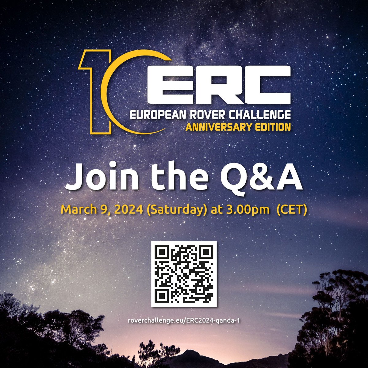 Are you considering taking part in the #ERC this year? 🤔 Do you have any doubts about the requirements? You don't know what is necessary to register your team? You should definitely join the live Q&A and clear your doubts! March 9, 2024, at 3.00pm CET, roverchallenge.eu/ERC2024-qanda-1