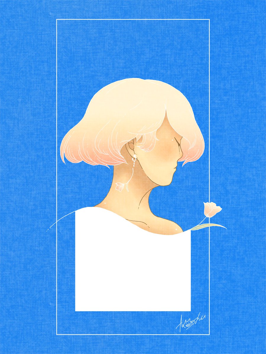 1girl solo closed eyes white hair profile long hair flower  illustration images