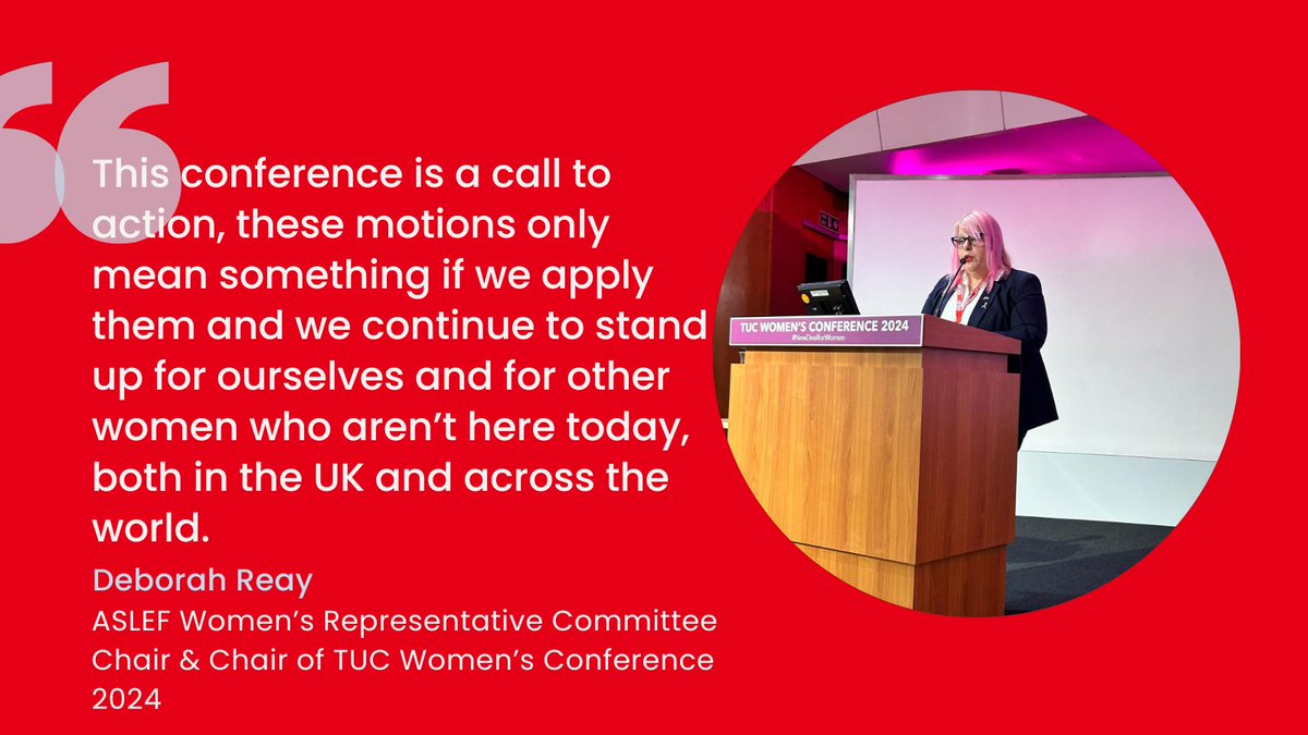 Today the TUC Women's Conference 2024 begins and this year it is chaired by the chair of our Women's Representative Committee Debbie Reay. The conference will hear from women across the movement about the issues facing them both in the UK and internationally #NewDealforWomen