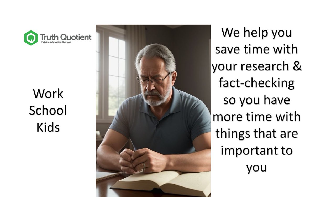 TruthQuotient's tweet image. truthquotient.co
Authentification™: meeting your needs!
#factchecker, #researchtool, #timesaver