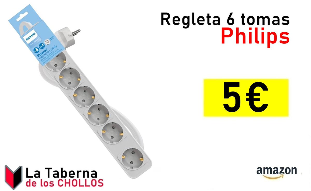 🔹Philips Regleta - Regleta de 6 Enchufes, Cable de 1.5 Metros, Interruptor Principal, Cierre de Seguridad Automático, Indicador LED de Alimentación ❗️

✅Precio:  5€ ❗️ (Antes: 19.1€)

   🔰LINK: amzn.to/436If7p

#CHOLLOS #CHOLLO