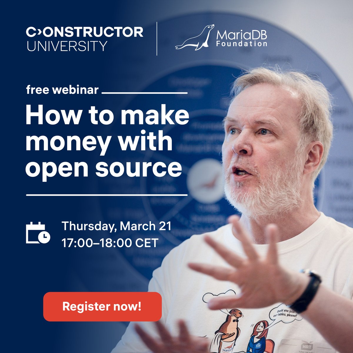 Join our free webinar with Michael 'Monty' Widenius, creator of MySQL & MariaDB, to learn profitable open-source strategies! 🔗Register here ➡ tinyurl.com/ysb6bn2t 📅 Thursday, March 21st ⏰ 17.00 - 18.00 CET 📍 Online 💻@mariadb_org We are excited to see you there! 🚀