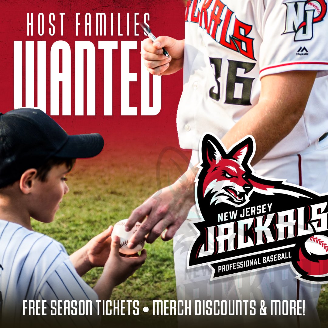 Ever wanted to be a big part of your local team? Have an extra room in your home? The Jackals are looking for 7-10 Host Families to welcome a player into their home from April 27-Sept 1. Get free season tickets and more! Call GM John Hunt for details at (973) 746-7434 ext 106