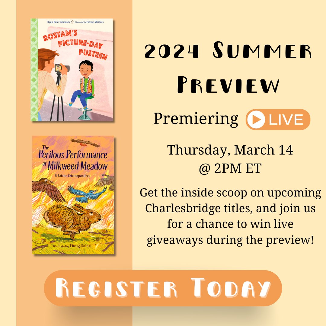 Filled with delightful picture books and riveting stories, don't miss this sneak peek at our upcoming summer titles! 📆 Mark your calendars for this live event and register for our 2024 Summer Preview to win giveaways📚 We can't wait to see you there. bit.ly/4315fol✨