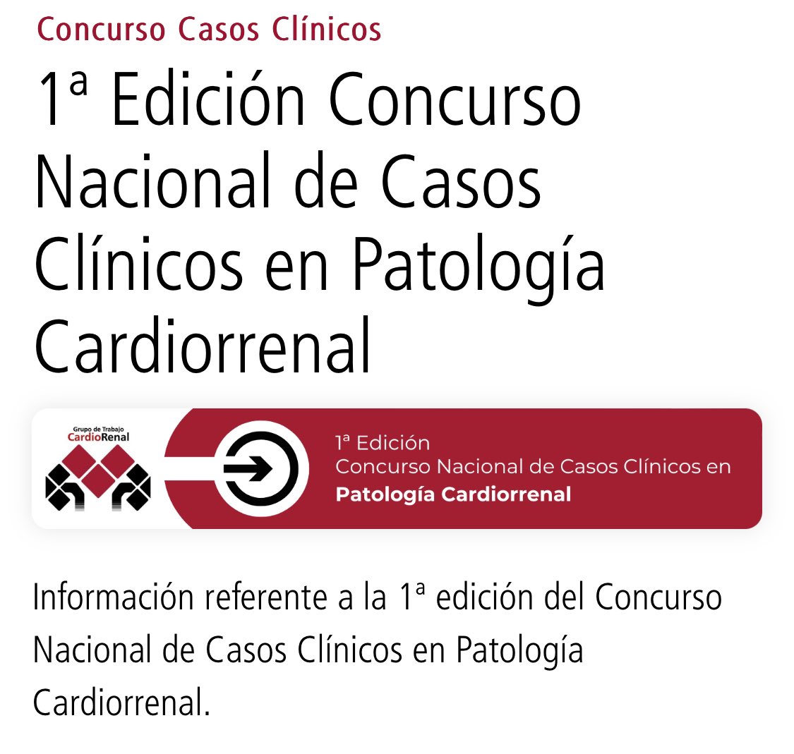 No te pierdas el 1er Concurso Nacional de Casos Clínicos en Patología Cardiorrenal! Se repartirán 3 premios a los mejores casos clínicos entre los casos recibidos!!! Toda la información en la web👇🏻 secardiologia.es/cientifico/gru…