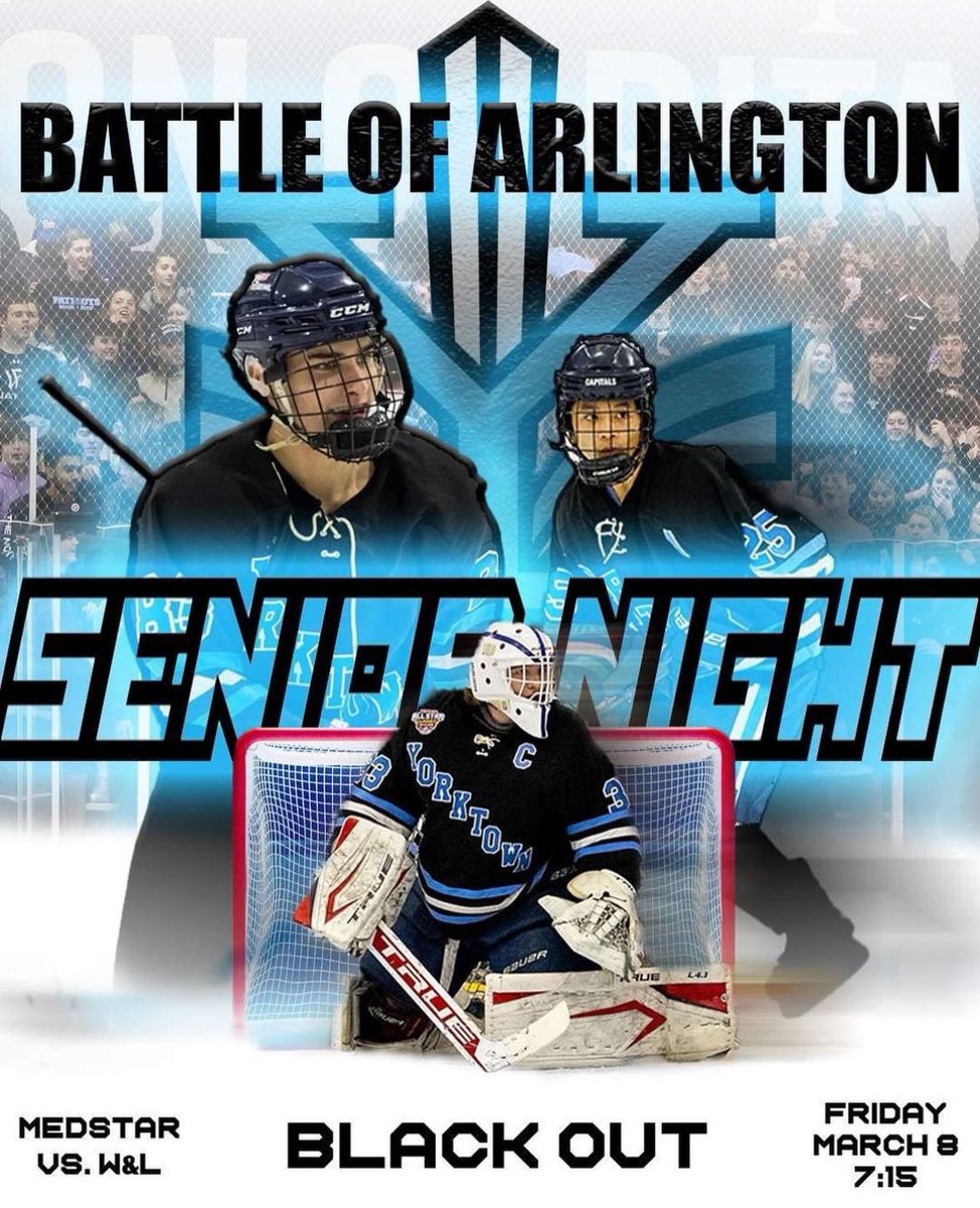 Yorktown Hockey (@yorktownhockey) on Twitter photo Senior night Friday night at Medstar! Should be a packed house and a lot of fun! 7:15! Be there to watch 2 of the top teams in the DMV!! <a href="/CRHRHockey/">ChesapeakeRegHKYRev</a> <a href="/WashPostHS/">WashPost HS Sports</a> <a href="/hockeynightnova/">Hockey Night in NoVa</a> Senior night Friday night at Medstar! Should be a packed house and a lot of fun! 7:15! Be there to watch 2 of the top teams in the DMV!! <a href="/CRHRHockey/">ChesapeakeRegHKYRev</a> <a href="/WashPostHS/">WashPost HS Sports</a> <a href="/hockeynightnova/">Hockey Night in NoVa</a>