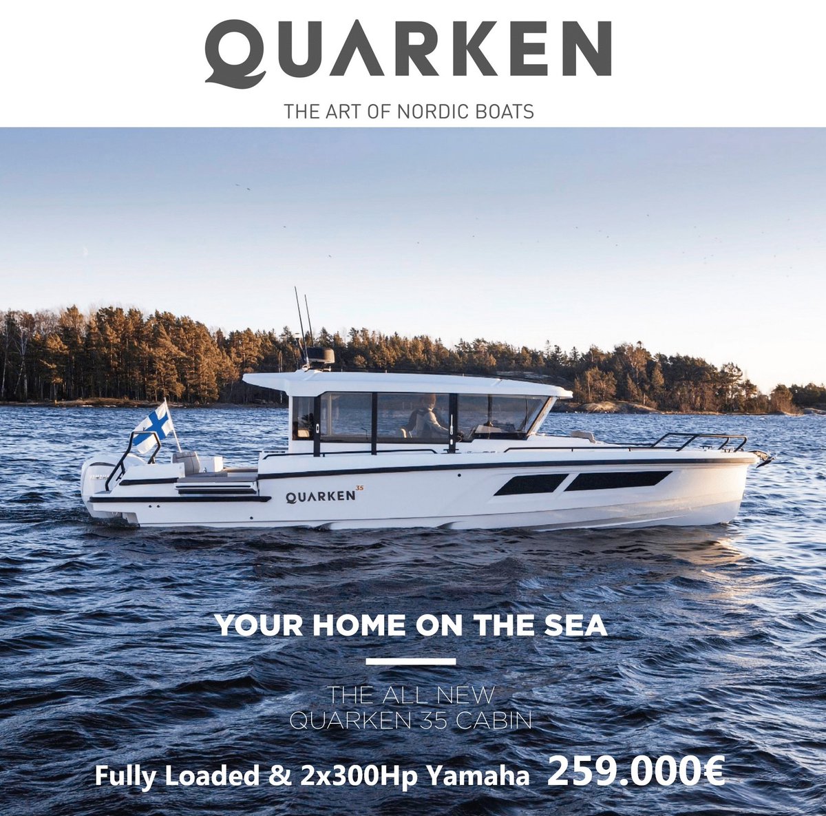 EtesianM's tweet photo. Stunning design meets reliable performance. Welcome aboard  Quarken 35 Cabin.
*Price excluding VAT, delivery in Athens. https://t.co/cWIcLXvDYm