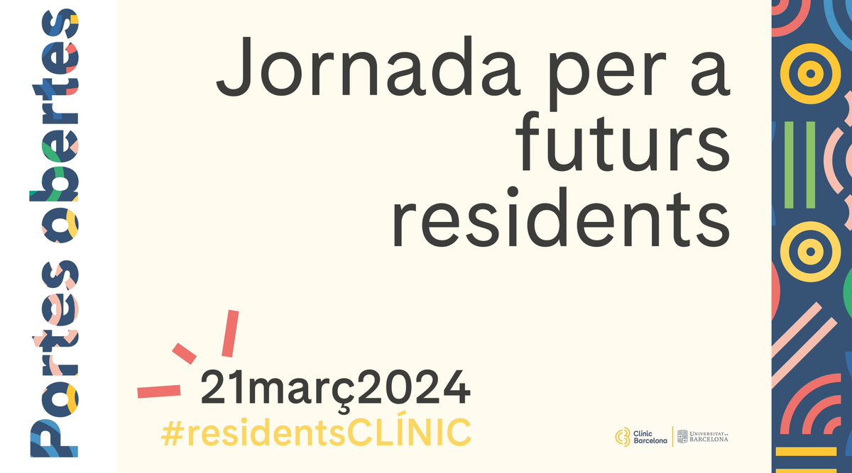 Hospital Clínic (@hospitalclinic) on Twitter photo 📢 SAVE THE DATE | Futurs/es #residents del #CLÍNIC, us esperem a la jornada de portes obertes!
🩺09:00 - Trobada al Paranimf de <a href="/CampusClinicUB/">Campus Clínic UB</a>
🩺10:00 - Visites presencials als serveis de l’hospital
➕ Info i inscripcions 👉 tinyurl.com/ycxy7mxw
#ResidentsCLÍNIC 📢 SAVE THE DATE | Futurs/es #residents del #CLÍNIC, us esperem a la jornada de portes obertes!
🩺09:00 - Trobada al Paranimf de <a href="/CampusClinicUB/">Campus Clínic UB</a>
🩺10:00 - Visites presencials als serveis de l’hospital
➕ Info i inscripcions 👉 tinyurl.com/ycxy7mxw
#ResidentsCLÍNIC