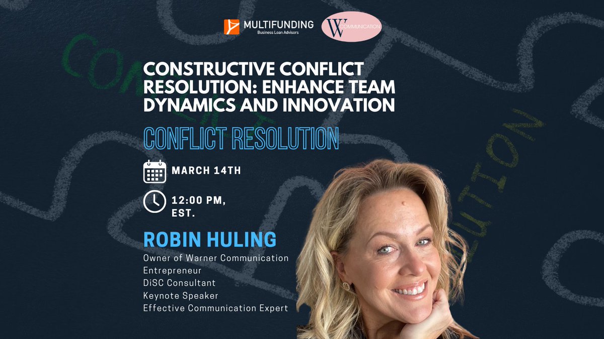 multifunding's tweet photo. Come learn about the power of constructive confrontation to address communication breakdowns and resolve conflicts, thereby creating high-functioning teams.
Click here to register: https://t.co/h0poJafD0b
#ConstructiveConflictResolution #CommunicationBreakdowns #ResolveConflicts https://t.co/fuEsKiojJu
