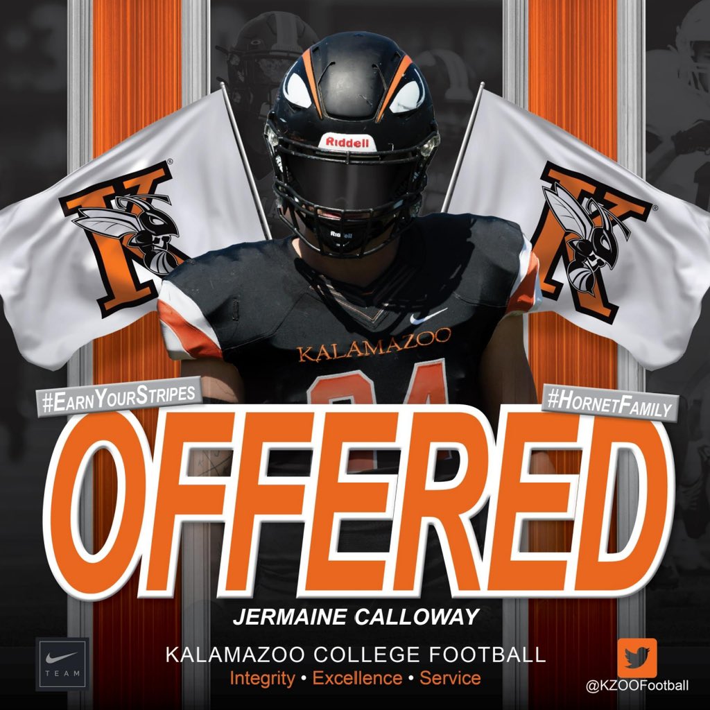 Jermaine Calloway (@jermainecallow5) on Twitter photo After a great talk with <a href="/CoachZorboKZOO/">Coach Zorbo</a> I am blessed to receive an offer from Kalamazoo College <a href="/KzooFootball/">Kalamazoo College Football</a> #AGTG After a great talk with <a href="/CoachZorboKZOO/">Coach Zorbo</a> I am blessed to receive an offer from Kalamazoo College <a href="/KzooFootball/">Kalamazoo College Football</a> #AGTG