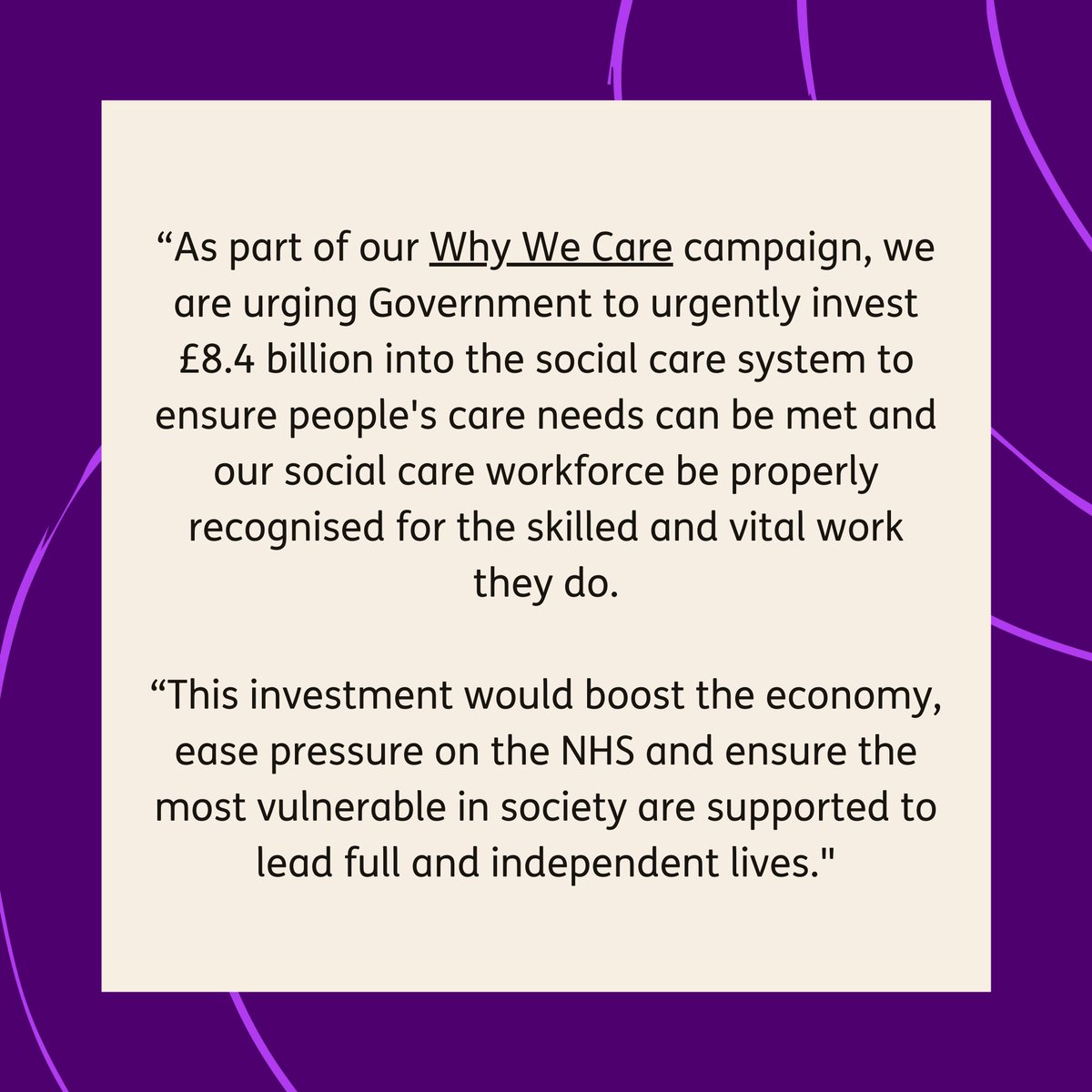 Today's Budget completely ignores our broken social care system that is leaving hundreds of thousands of people, including many with a learning disability, struggling without the care they need.

Read our response. 👇 #Budget2024