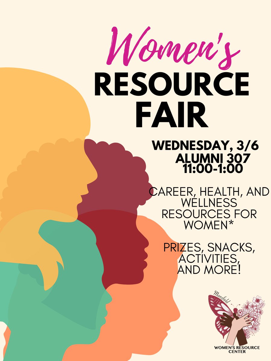 Happy International Women's month! Come on out today to the Women's Resource Fair in Alumni 307 from 11:00-1:00. Enjoy discussions on career, health, and wellness resources for women. Plus, prizes, snacks, activites, and more! #loveMU #GoMounties #WomensMonth2024