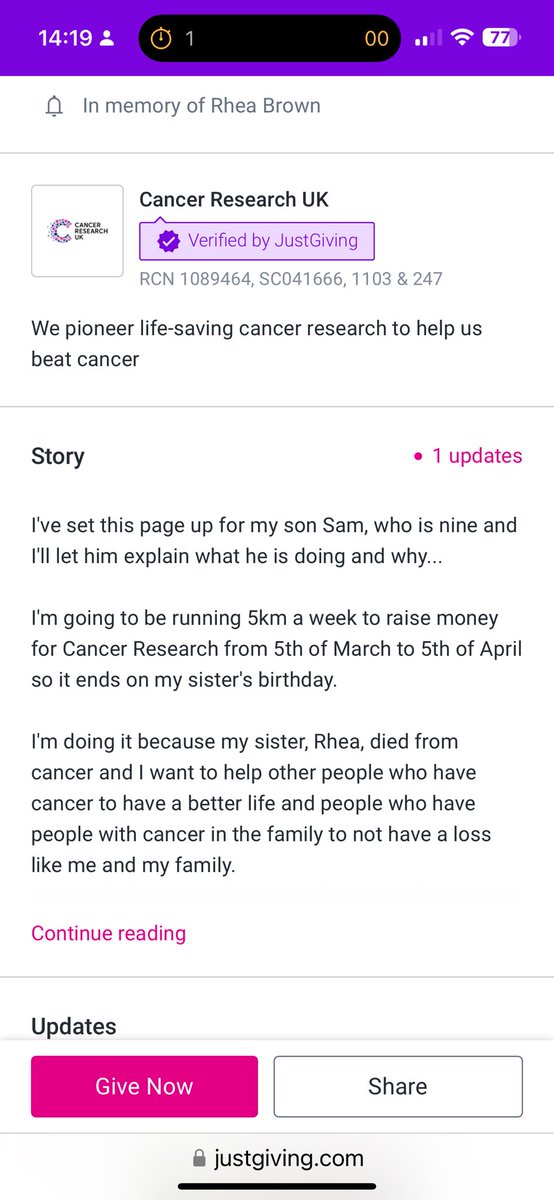 Folks, a very good friend of mine’s son, Sam (9), is raising money in memory of his sister, Rhea. I’d really appreciate any donation you could give towards it, and if you can’t donate please share. 💚 justgiving.com/page/richard-b…